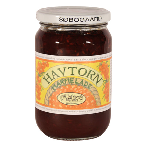 Tindvedmarmelade med hele bær Øko fra Søbogaard