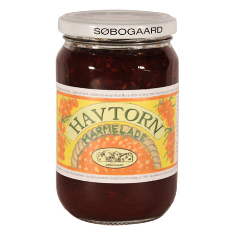 Tindvedmarmelade med hele bær Øko fra Søbogaard