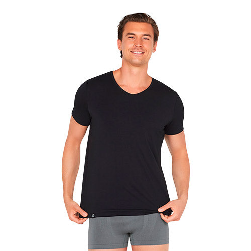 Boody Men´s V-neck T-shirt Sort | Str. M fra Boody