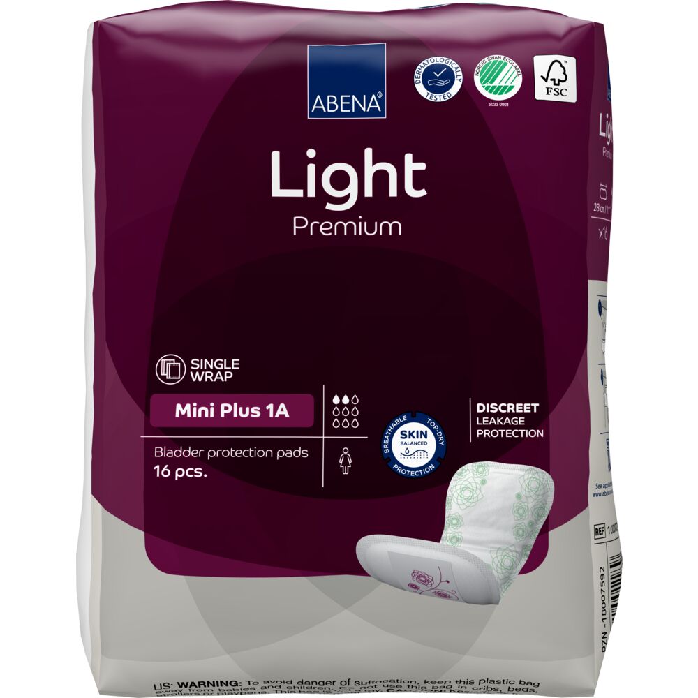 Abena Light Mini Plus 1A Inkontinensbeskyttelse | 16 stk