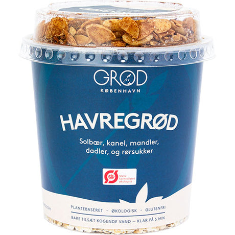 Havregrøt med solbær, kanel, mandler, dadler Øko & rørsukker - Glutenfri fra GRØD