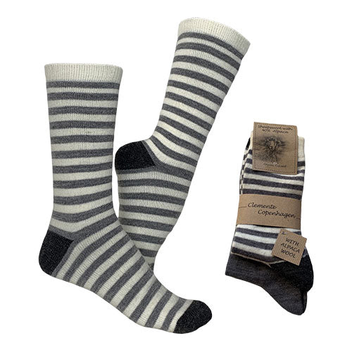 Alpakka Ullsokker Stripete & Grå 2-pakk fra Clemente
