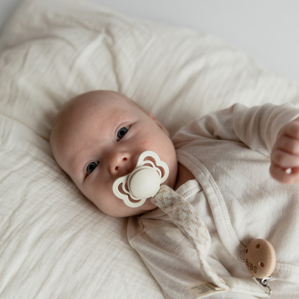 Supreme Silikon 0-6mnd (Ivory/Sage) 2 stk fra BIBS