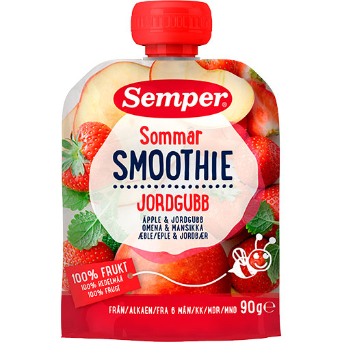 Sommer smoothie med eple og jordbær fra 6 mnd. fra Semper