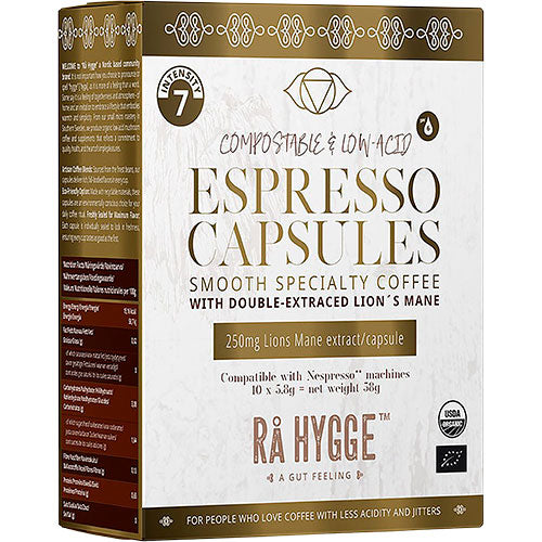 Rå Hygge Espresso Capsules Med Lion's Mane Extract Økologisk | 10 Kapsler fra Rå Hygge