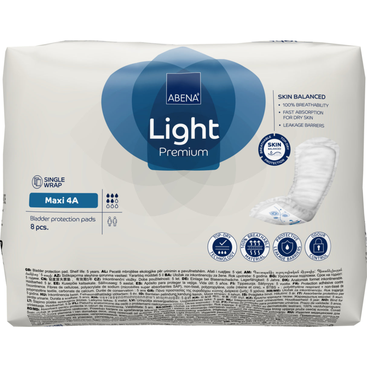 Light Maxi 4A, Kroppsformet Inkontinensbeskyttelse med teip, Premium fra Abena