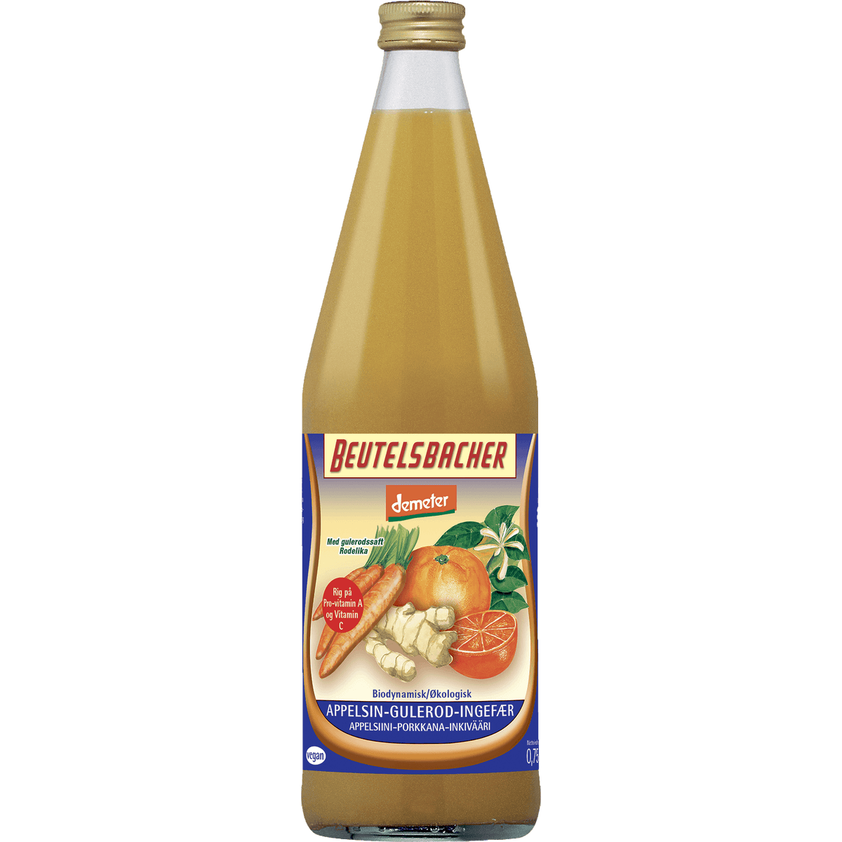 Beutelsbacher Appelsin-Gulrot-Ingefærsaft Økologisk Demeter | 750 ml