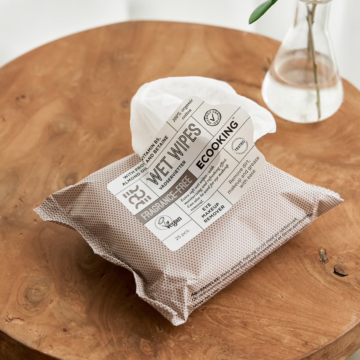 Wet Wipes Fragrance Free ? 25 stk. fra Ecooking