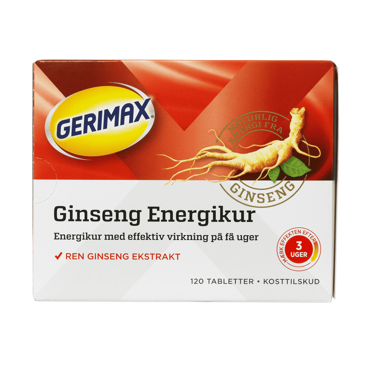 Gerimax Rød Ginseng Energikur | 120 tabletter