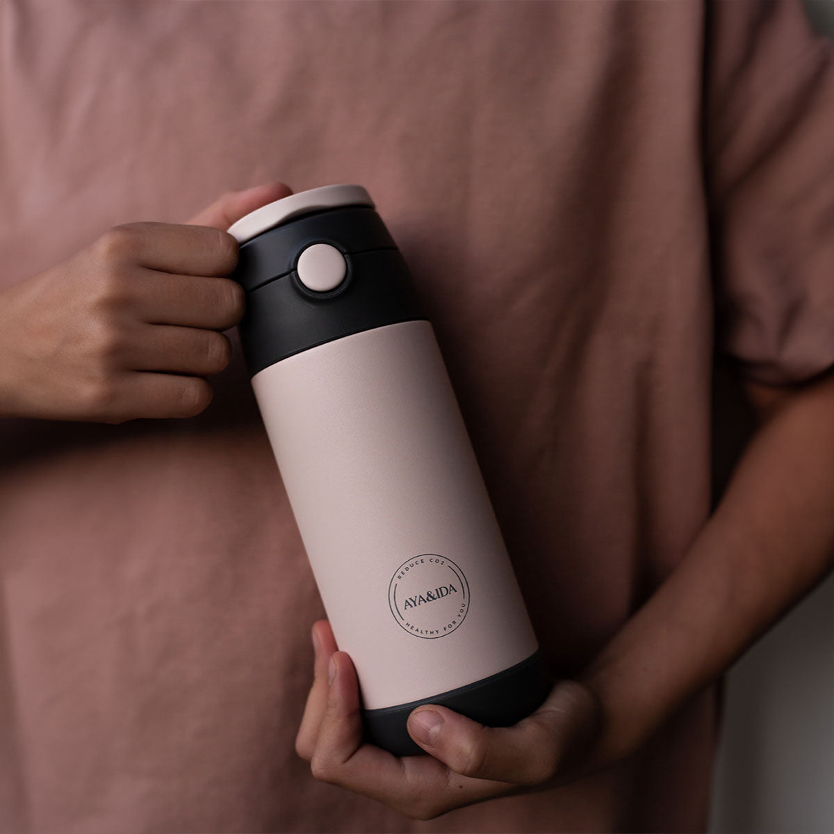 Barneflaske med sugerør - Soft Rose fra AYA&IDA