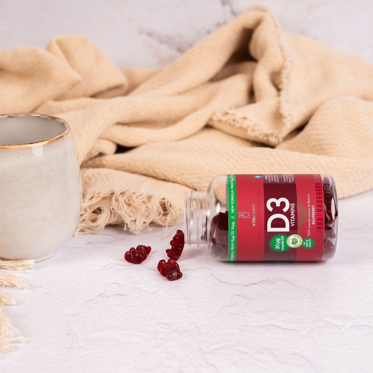VitaYummy D3 Raspberry | 60 vingummi fra VitaYummy