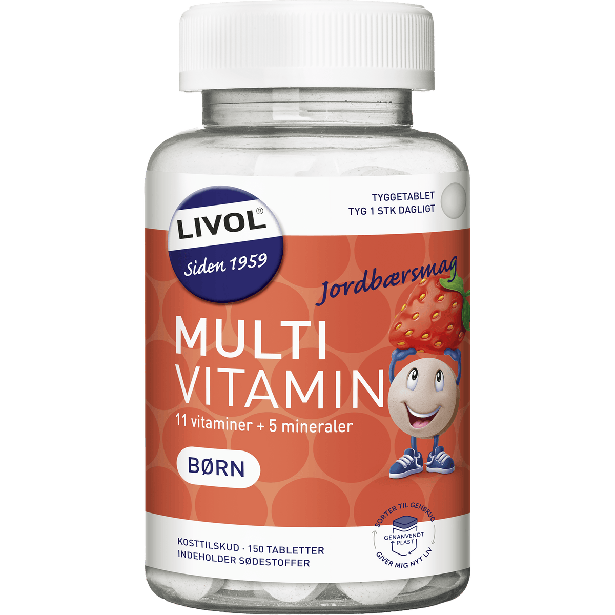 Livol Multivitamin Barn Jordbær | 150 tabletter