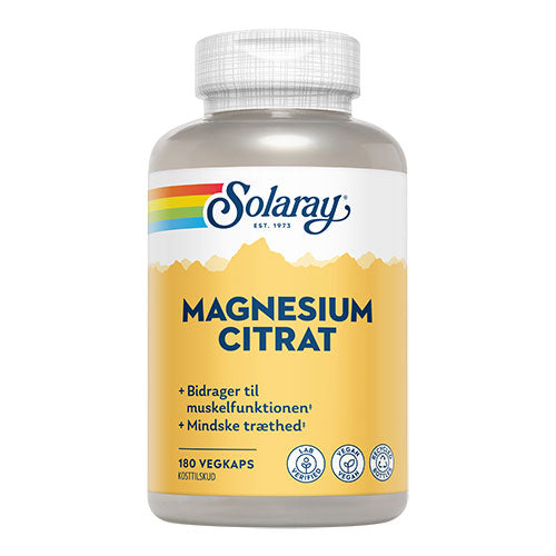 Solaray Magnesium Citrat | 180 kapsler fra Solaray