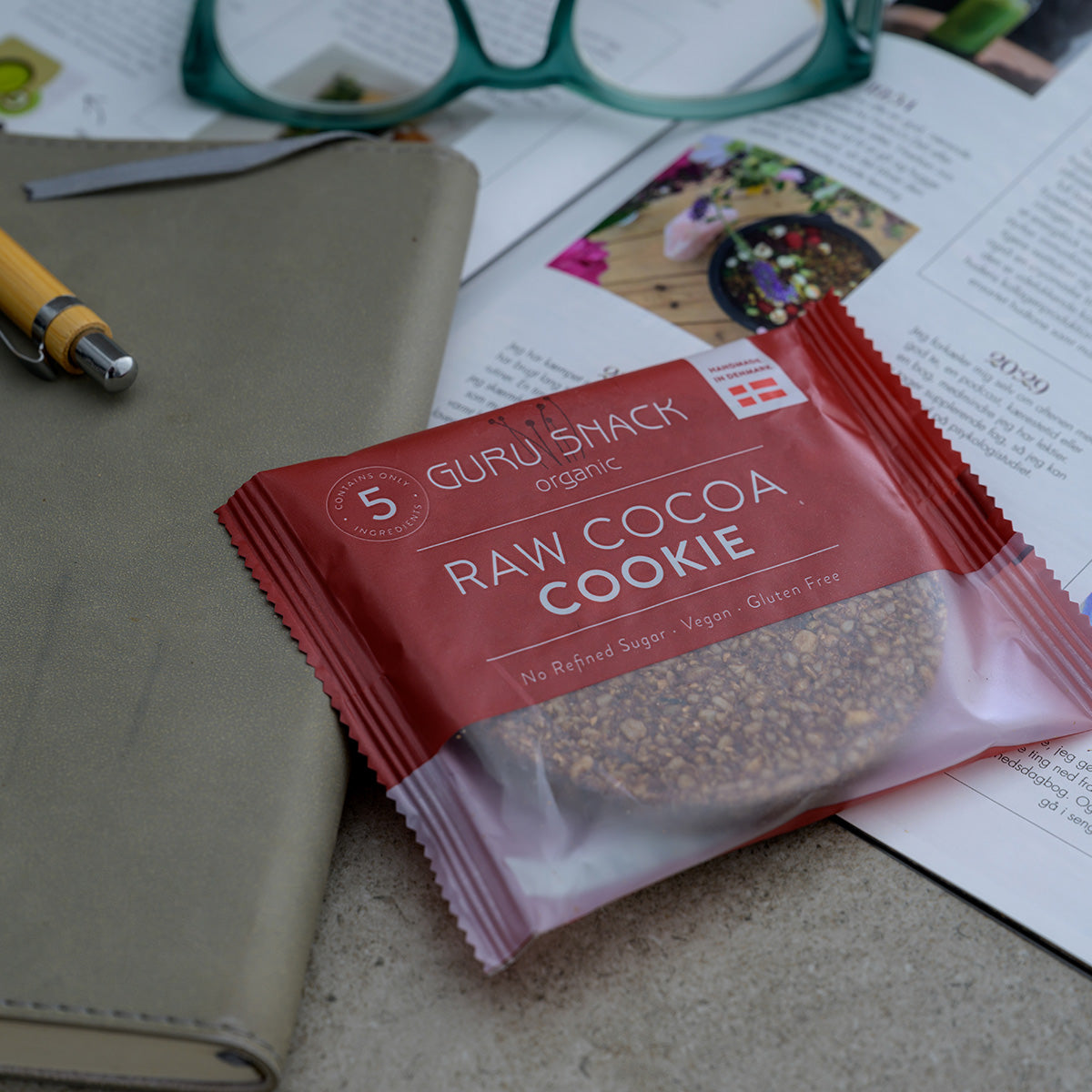 Raw Cocoa Cookie Øko Enkeltvis Innpakket fra Guru Snack