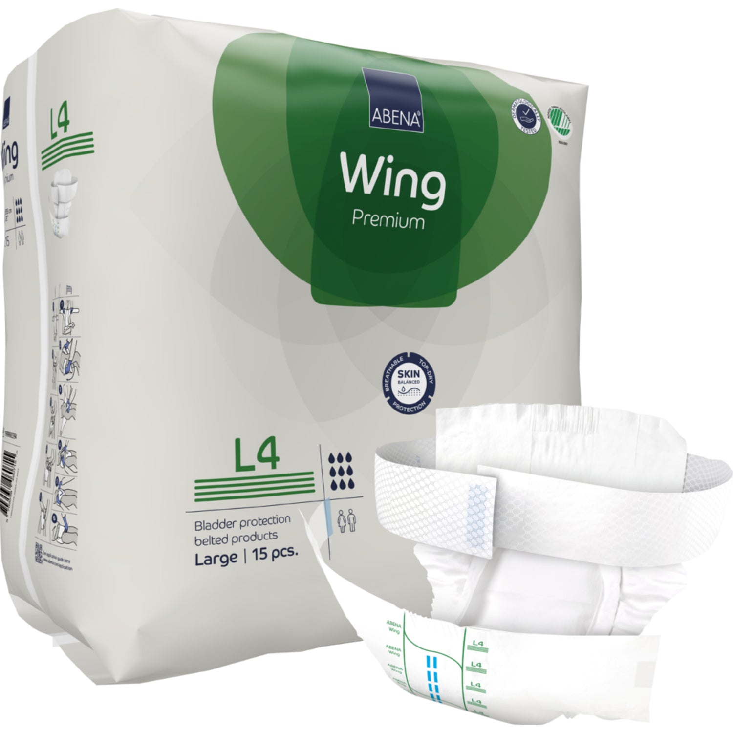 Wing L4 Belte Inkontinensbeskyttelse, Premium fra Abena
