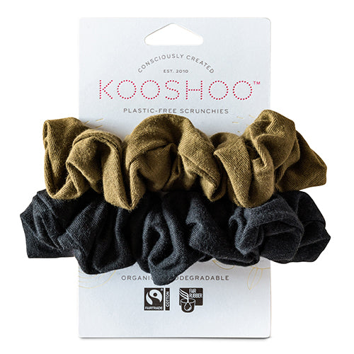 Hår Scrunchie Black Olive 2 Stk - Øko & Plastikkfri - 2 Stk fra KooShoo