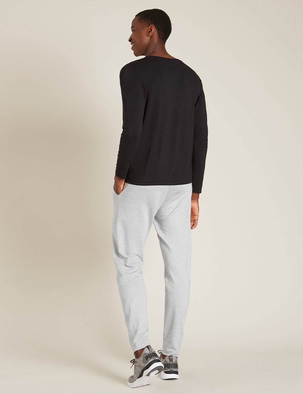 Boody Men´s Long Sleeve Crew Neck T-shirt Sort | Str. Xl fra Boody