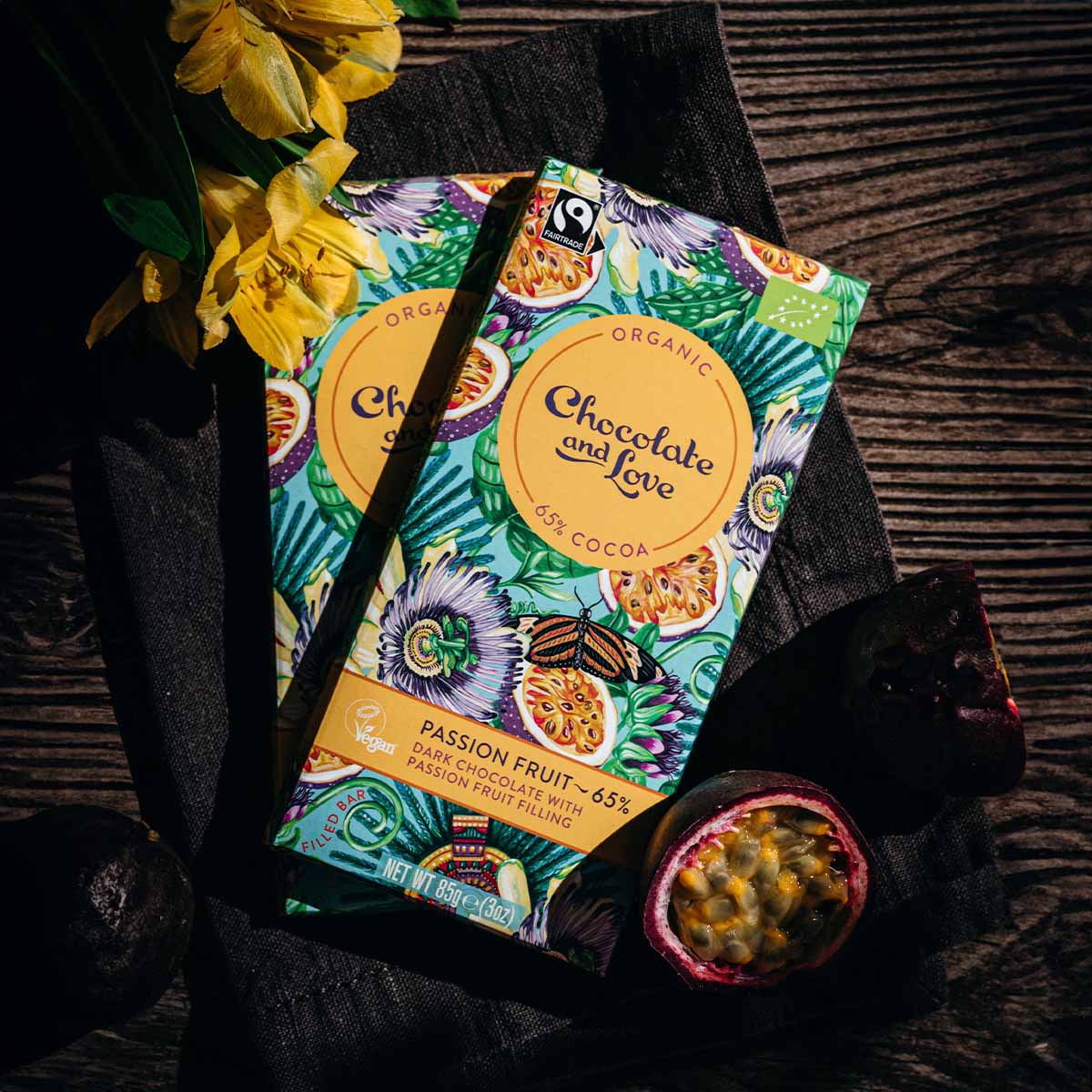 Sjokolade fylt med Pasjonsfrukt Øko fra fra Chocolate and Love