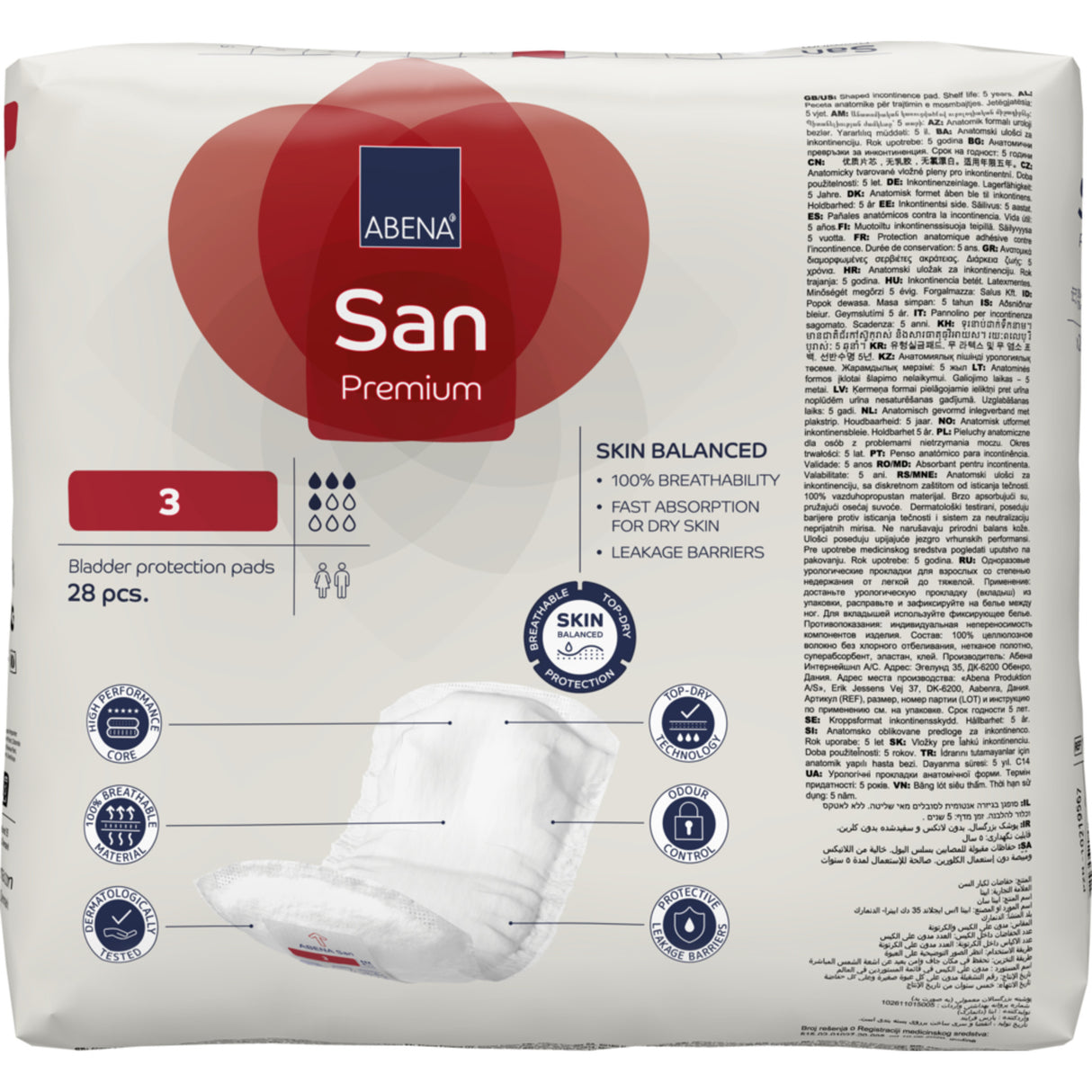 San 3, Kroppsformet Inkontinensbeskyttelse med teip, Premium fra Abena