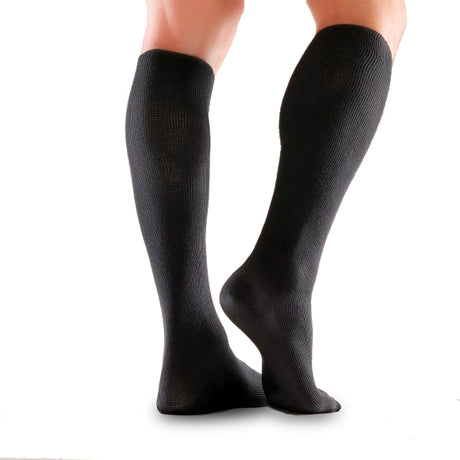 Bomull Knestrømpe (Bred) - Sort XL