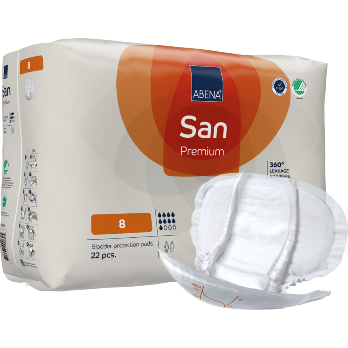 San 8, Kroppsformet Inkontinensbeskyttelse med teip, Premium