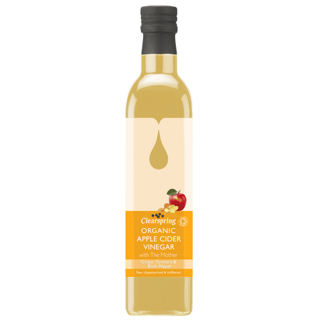 Clearspring Eplecidereddik Økologisk Med Ingefær, Gurkemeie, Pepper & Eddikmor | 500 ml