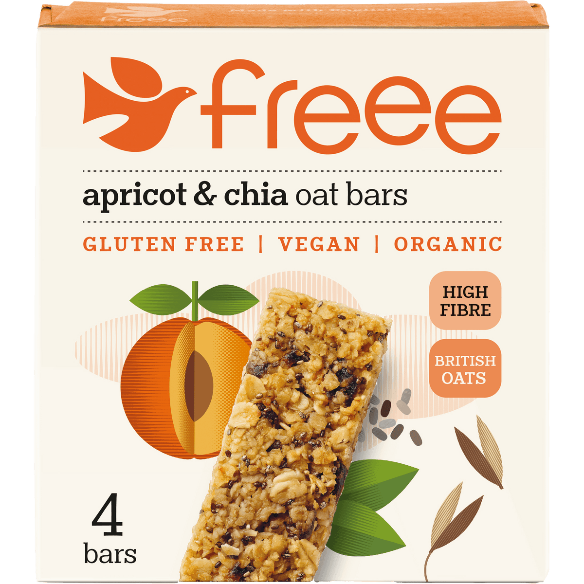 Doves Farm Havrebar m. aprikos & chiafrø Økologisk Glutenfri fra | 140 g fra Doves Farm