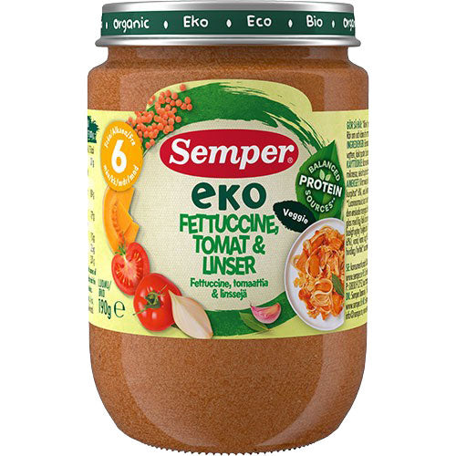 Vego Eko Babymos Fettucine Tomat & Linser Fra 8 mnd. Øko