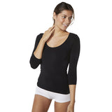 Boody Scoop 3/4 Sleeve Top Sort | Str. S fra Boody
