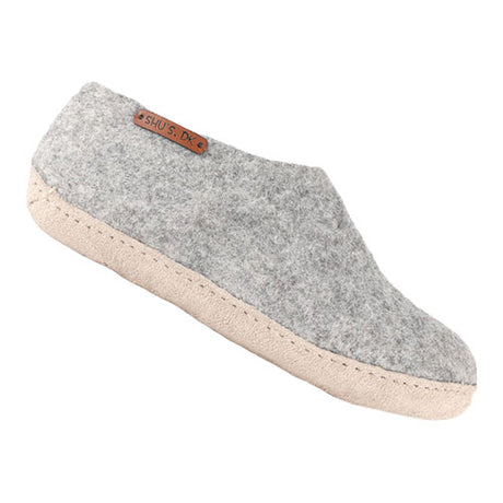 SHU`S hjemmesko med læder sål Light Grey | 42 fra SHUS