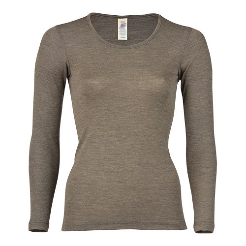 Engel Natur Langærmet Bluse, Uld/silke, Walnut | Str. 42/44 fra Engel Natur
