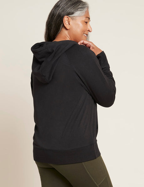 Bambus Hoodie med Glidelås Dame Svart