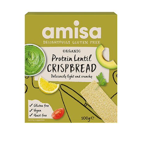 Amisa Knekkebrød Protein Med Linser Glutenfri Øko