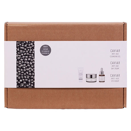 Gaveæske Caviar Cleansing Gel Day creme, Eye serum fra Naturfarm