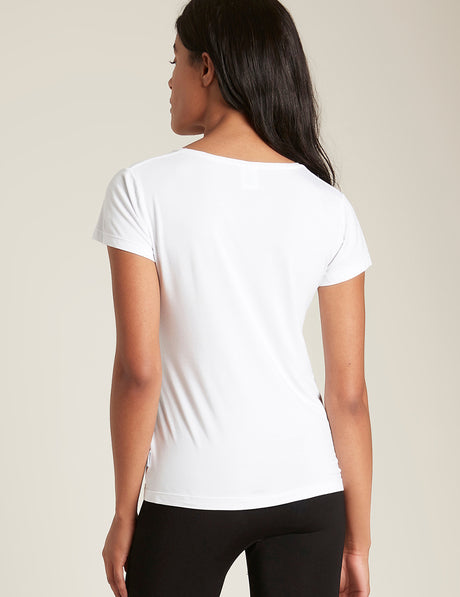 Bambus T-shirt Dam Hvit V-hals
