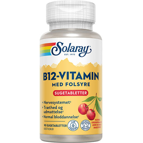 Solaray B12-vitamin med folsyre | 90 tabletter