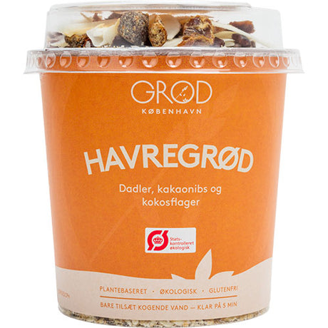 Havregrøt med dadler, kakaonibs & kokosflak Øko - Glutenfri