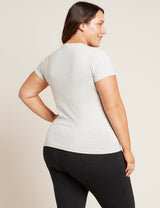 Bambus T-shirt Dam Lys Grå Rund Hals