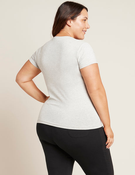 Bambus T-shirt Dam Lys Grå Rund Hals