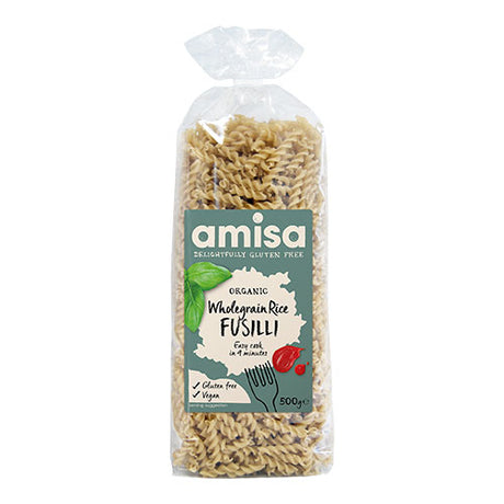 Amisa Glutenfri Fullkornsris Fusilli Pasta Øko