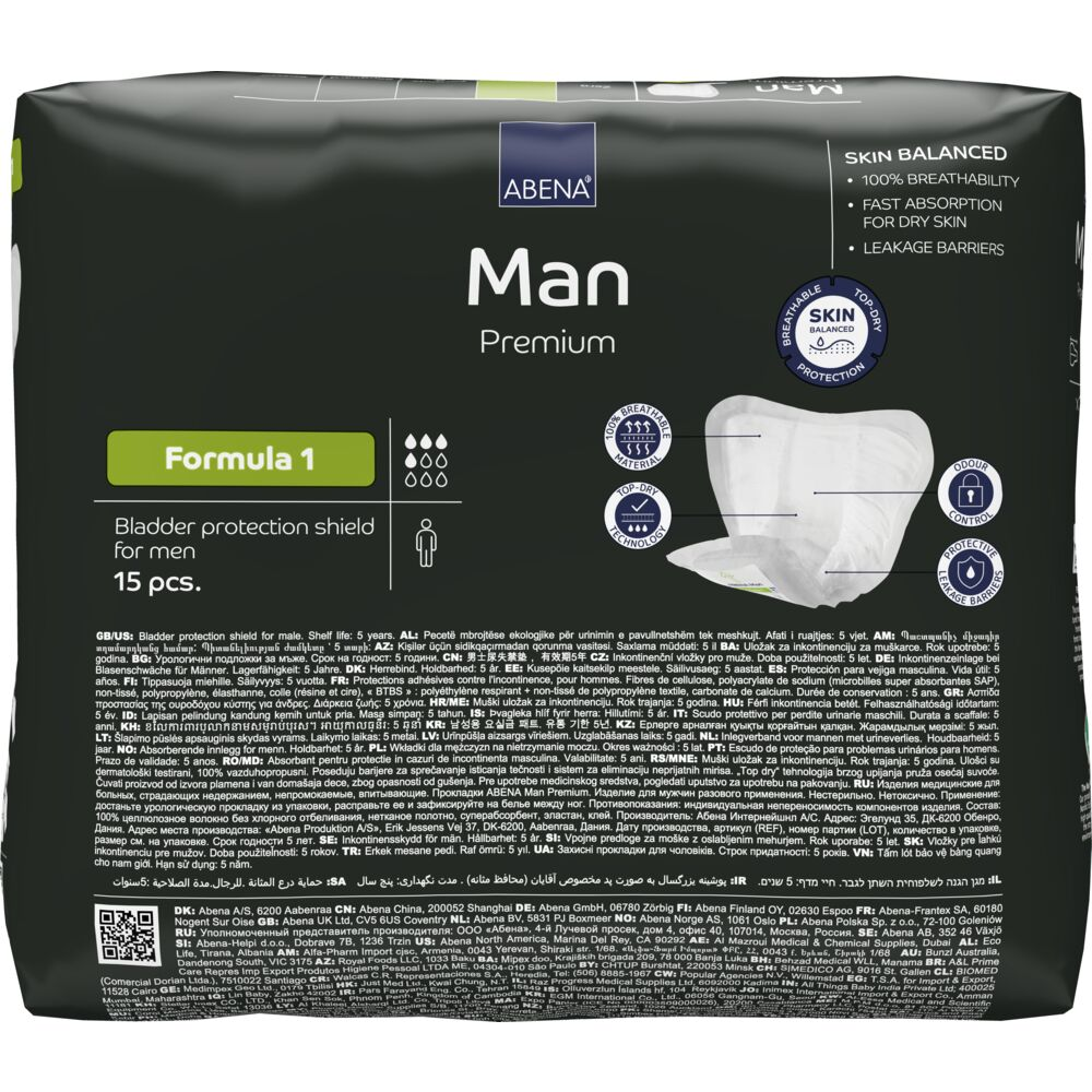 Abena Man Formula 1 Inkontinensbeskyttelse | 15 stk fra Abena