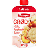 Semper Grøt med eple, fersken og banan fra 6 mnd. | 120 g fra Semper