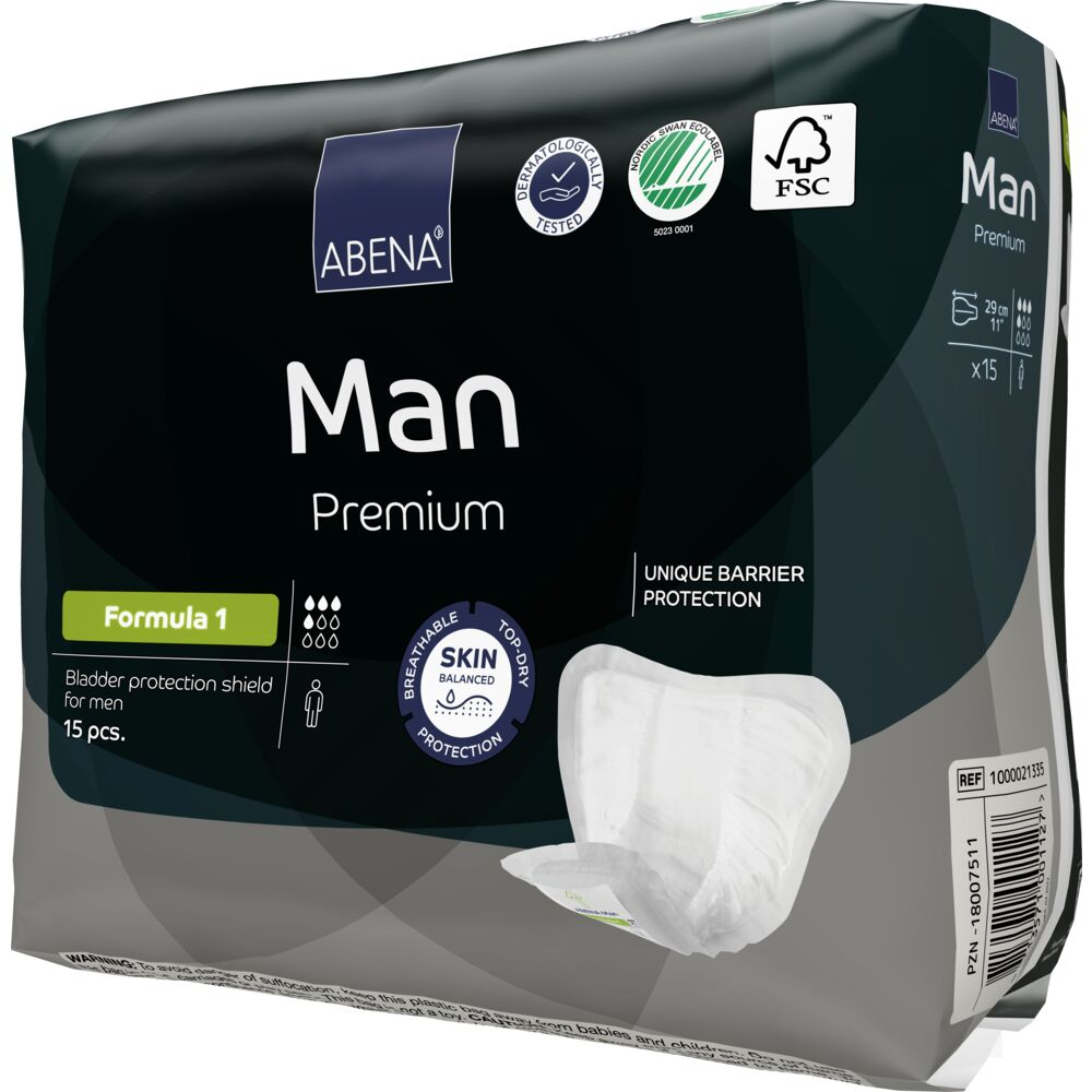Abena Man Formula 1 Inkontinensbeskyttelse | 15 stk fra Abena