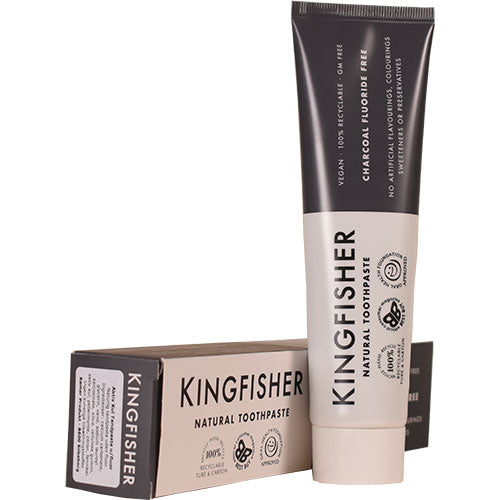 Kingfisher Toothpaste Tandpasta med aktiv kul smag uden fluor. | 100 ML fra Kingfisher Toothpaste