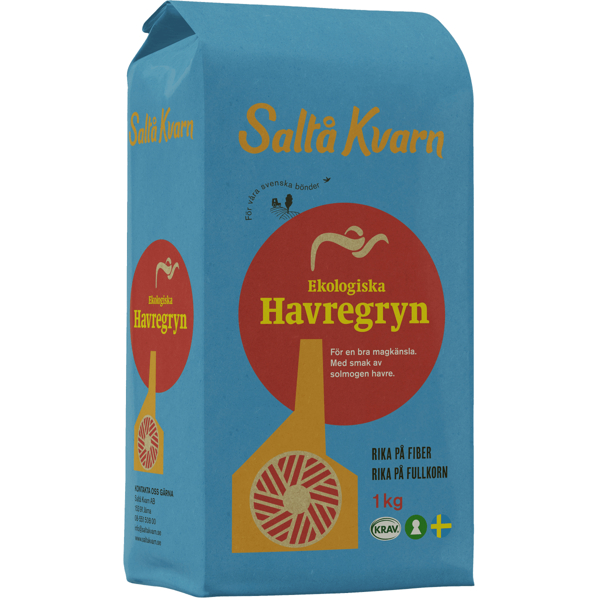 Saltå kvarn Grovvalsede Havregryn Økologisk | 1 kg fra Saltå kvarn