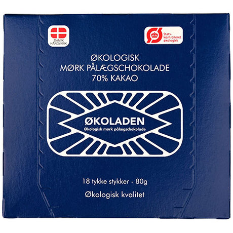 Mørk påleggsjokolade 70 % 18 stk Øko