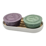 Såpebar-holder i bambus med hvit rist