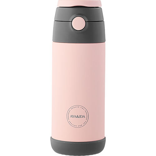 Barneflaske med sugerør - Soft Rose