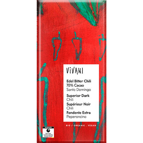 Vivani Grand Cru mørk sjokolade med chili 70 % Ø | 80 gr