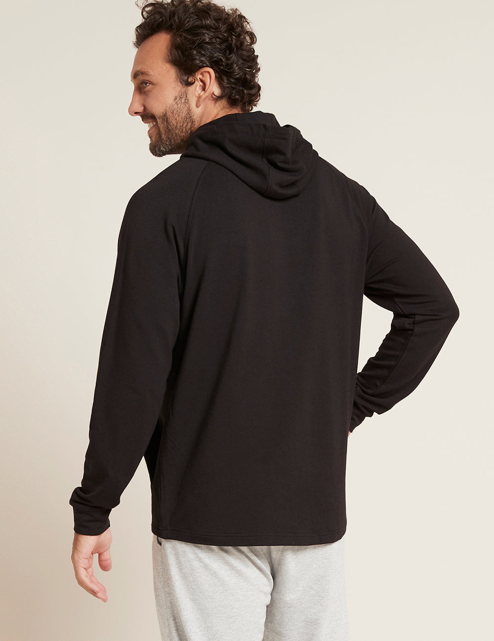 Bambus Menn Pullover Hoodie Svart